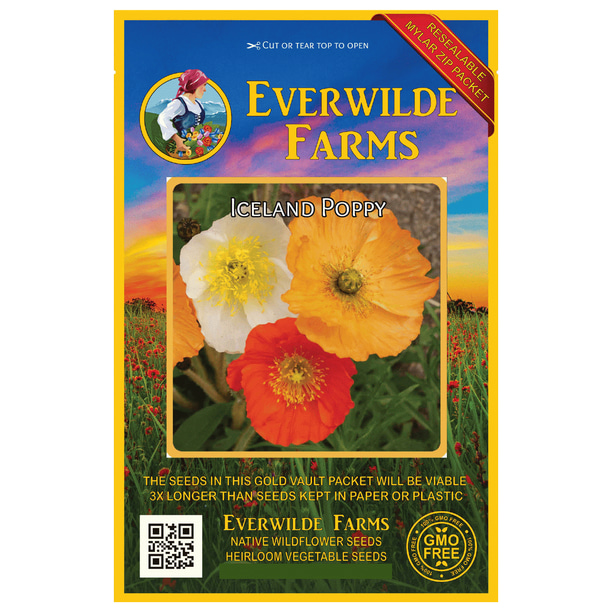 Everwilde Farms Mylar Seed Packet 2000 Red Poppy Wildflower Seeds